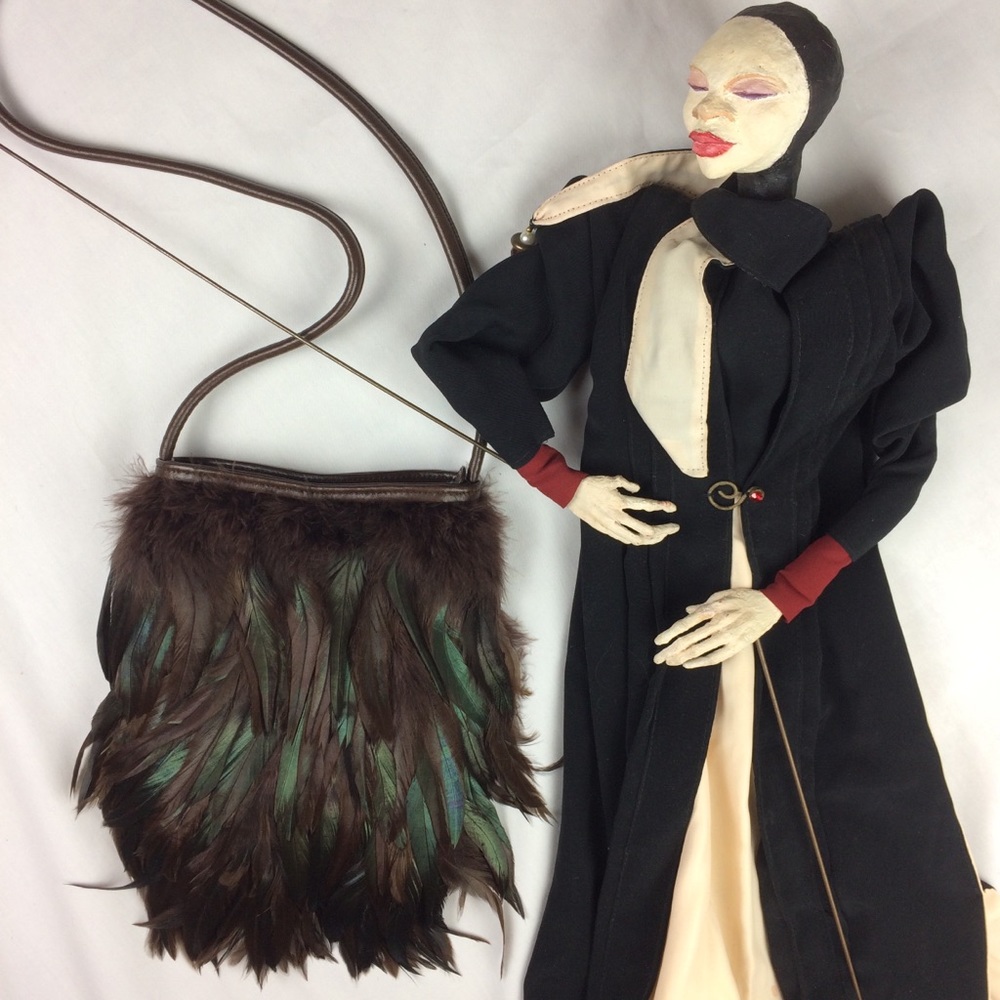 Rare Vintage Gucci Iridescent Feather Handbag